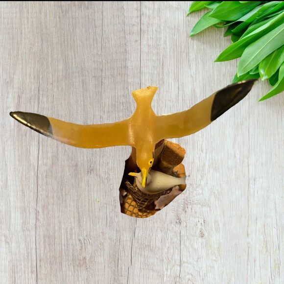 Seagulls Sculpture Wood Base & Sea Shells Vintage Made in the USA - Picture 8 of 10